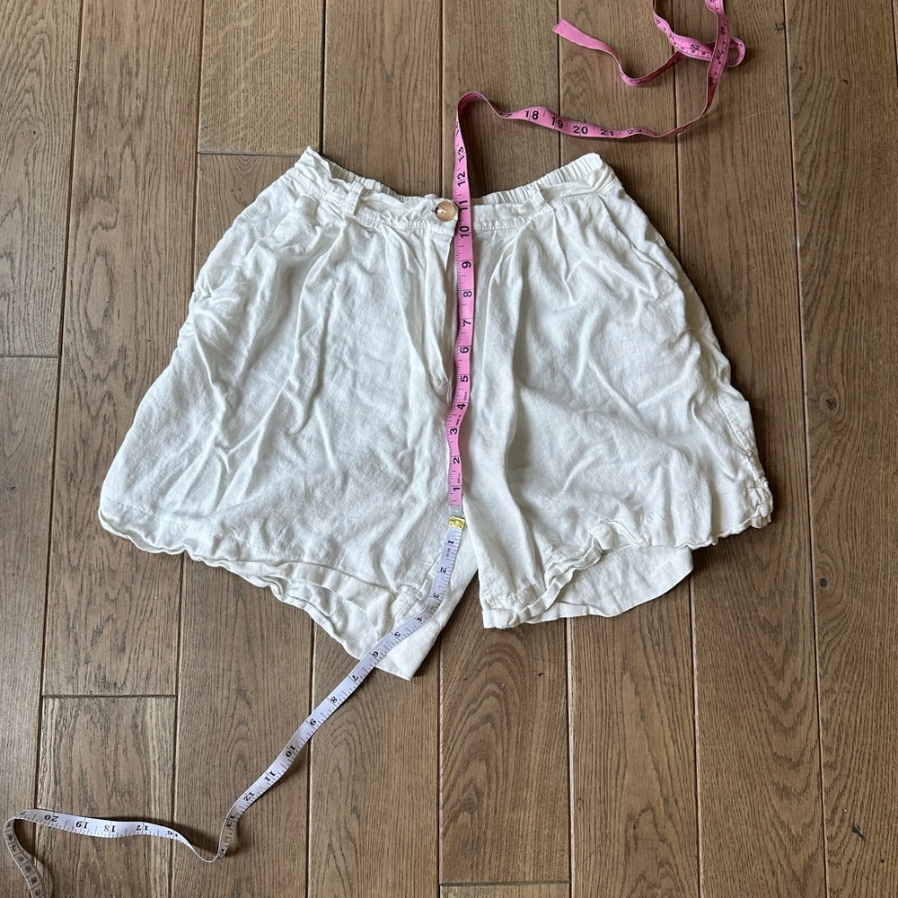 White linen shorts